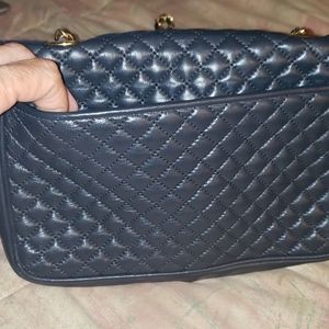 Black Faux Leather Quilted Shoulder Bag